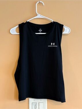 Under Armour Black Sleeveless Workout Tank with White Logo